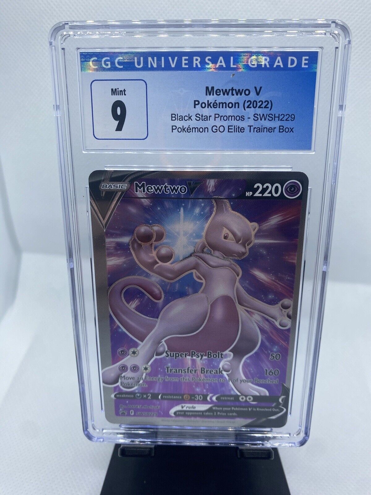 Pokemon Go Mewtwo V - Full Art - Black Star Promo SWSH229 - Near Mint/Mint