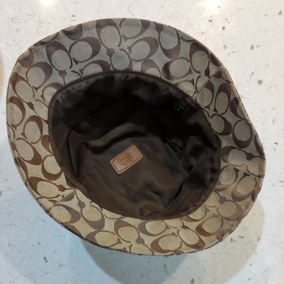 Y2K Vintage Coach Signature Monogram Canvas Bucket Hat Tan Brown Beige M/L Vintage Y2K Coach Monogram Bucket Hat Beige Tan Size M/L | eBay main image 2