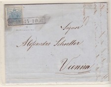 Antichi stati, Lombardo Veneto 1852. 45c. Azzurro su lettera da Milano a Vienna.