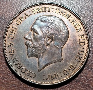 UK Great Britain 1928 Penny Red & Brown UNC Original Toning George V 1d