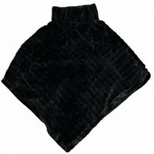 GUESS Los Angeles Women O/S Black Faux Fur Cape Shawl Wrap Shrug Poncho Vtg