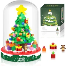 Christmas Tree Building Blocks Kit 543PCS | Light-Up Tabletop Build Toy Set