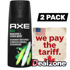 Set of 2 Axe KILO Deodorant Body Spray 4oz Mandarin  Sandalwood Discontinued