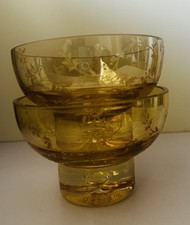 Vintage 1960s Aseda Sweden Luminescent Glass Bowls|-Scandinavian Art Glass Coupe