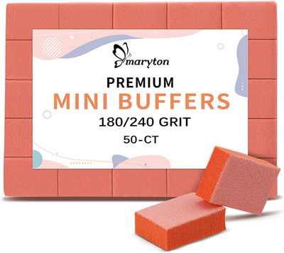 Mini Nail Buffer Blocks - 180/240 Grit Professional Salon Orange Buffers - Buff