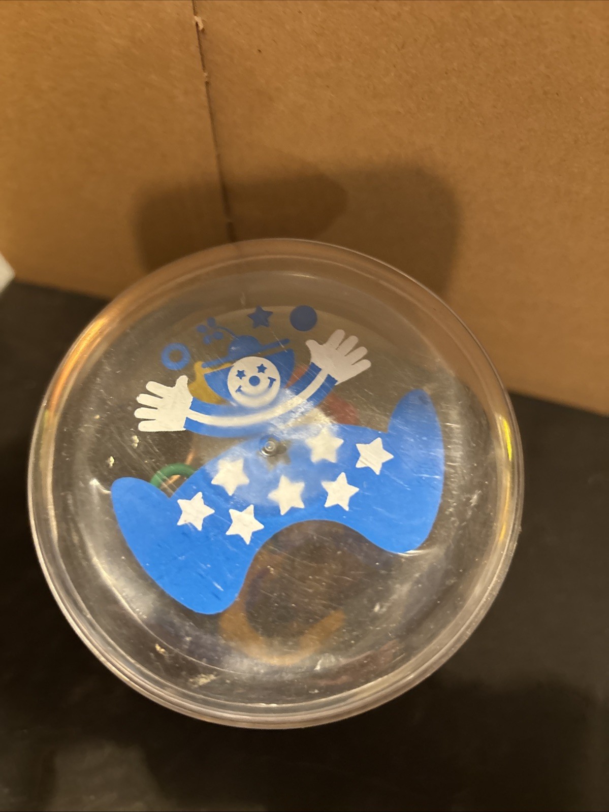 Johnson & Johnson Playpath ROLLING CIRCUS Clear Baby Rattle Clowns Stars Beads