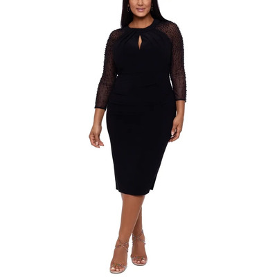 Betsy & Adam Jersey-Knit Beaded-Sleeve Midi Bodycon Dress Black Size 22W  NWOT | eBay