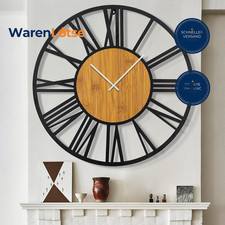 Wanduhr Holz 80cm Schwarz Vintage Stil Geräu...