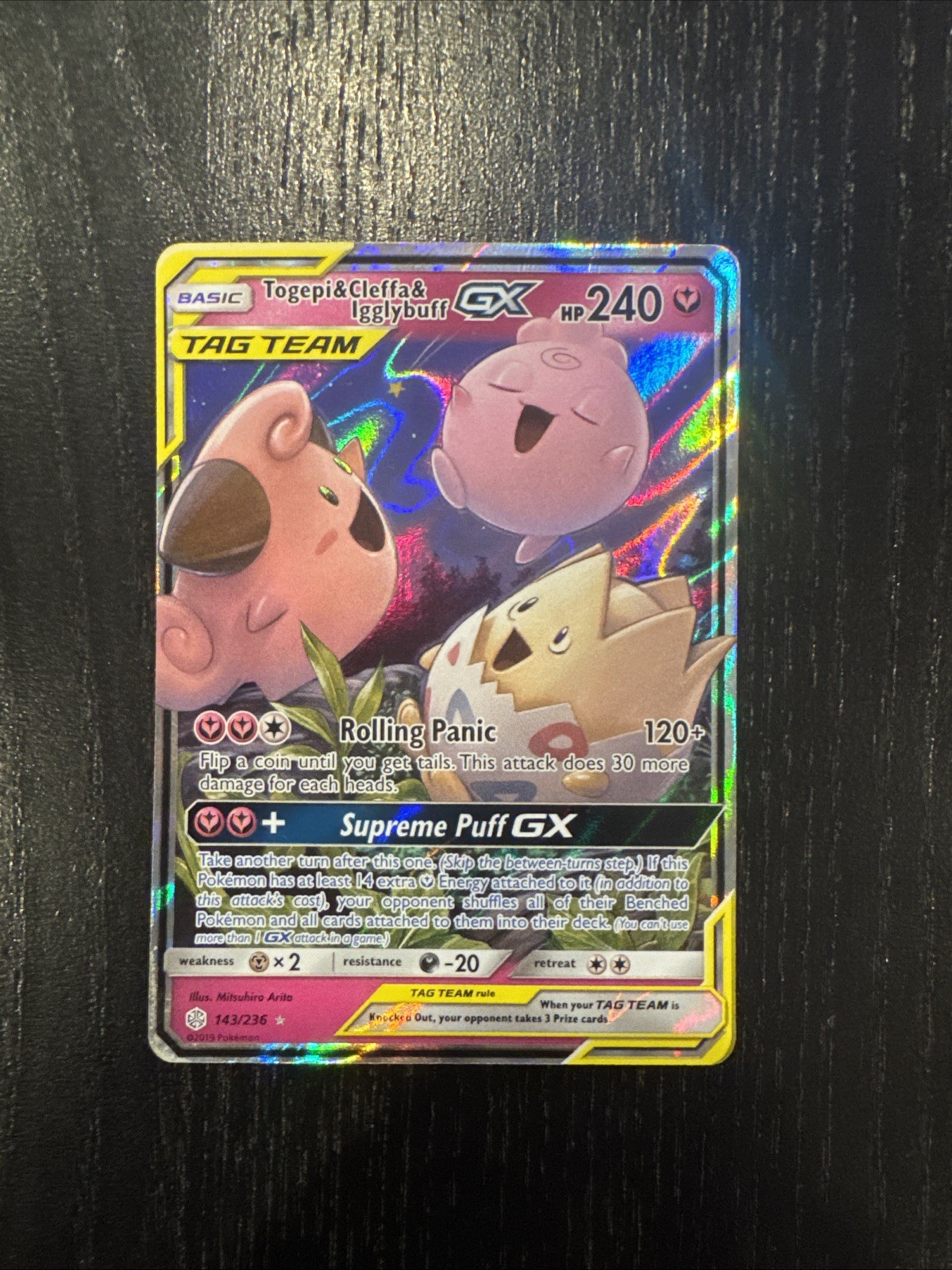 Pokemont TCG Togepi Cleffa Igglybuff GX Tag Team Cosmic Eclipse Small Crease