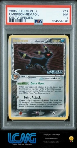 PSA 7 2005 Pokemon TCG Ex Delta Species #17 Umbreon Reverse HoloFoil Stamped