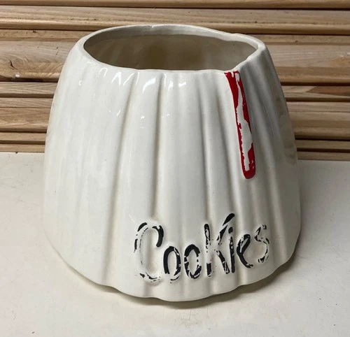 Vintage McCoy Pottery White Handpainted Cookies Jar Base Woman