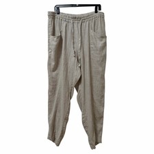 Magic Linen Womens Sardina 100% Linen Drawstring Pants Size XXL Neutral Coastal