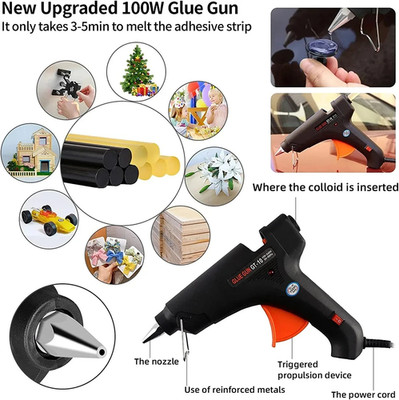 100W Hot Melt Glue Gun for 11mm Sticks Repair Tool US