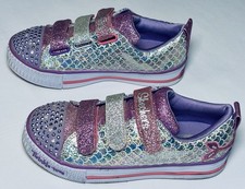 Skechers Twinkle Lite Bedazzled Mermaid Platform Sneakers Girls Size 2 Very Good