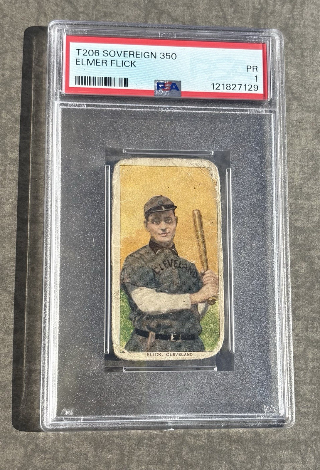 Elmer Flick 1909 T206 150/25 SOVEREIGN Variation PSA 1 *HOF* Indians Naps