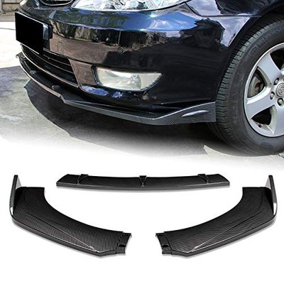 EPARTS Universal 3 Pieces Style Carbon Fiber Look ABS Front Bumper Lip Spoiler