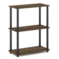 Furinno TURN-N-TUBE Wood 3-Tier Shelf Display Rack in Columbia Walnut/Black
