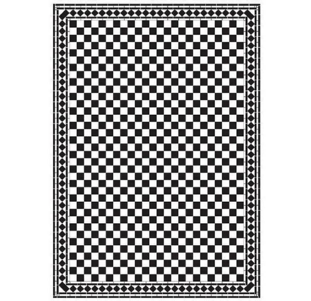 Dolls House Small Checker Victorian Tile Floor Black & White Gloss Card Sheet