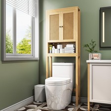 Rattan Over The Storage Cabinet, Above Bathroom Organizer with Adjustable She...