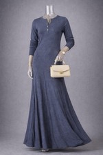 Polo Ralph Lauren Kleid S Blau Midi Baumwolle A-Linie Henley