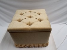 Sherborne Storage Ottoman Beige Velvet Upholstery Tufted Top