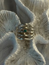 925 Sterling Silver Green Malachite Ring Size 9