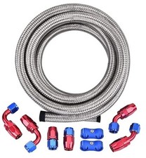  Fuel Line Kit,AN4 Braided Nylon Fuel Hose CPE 10FT Silver 4AN