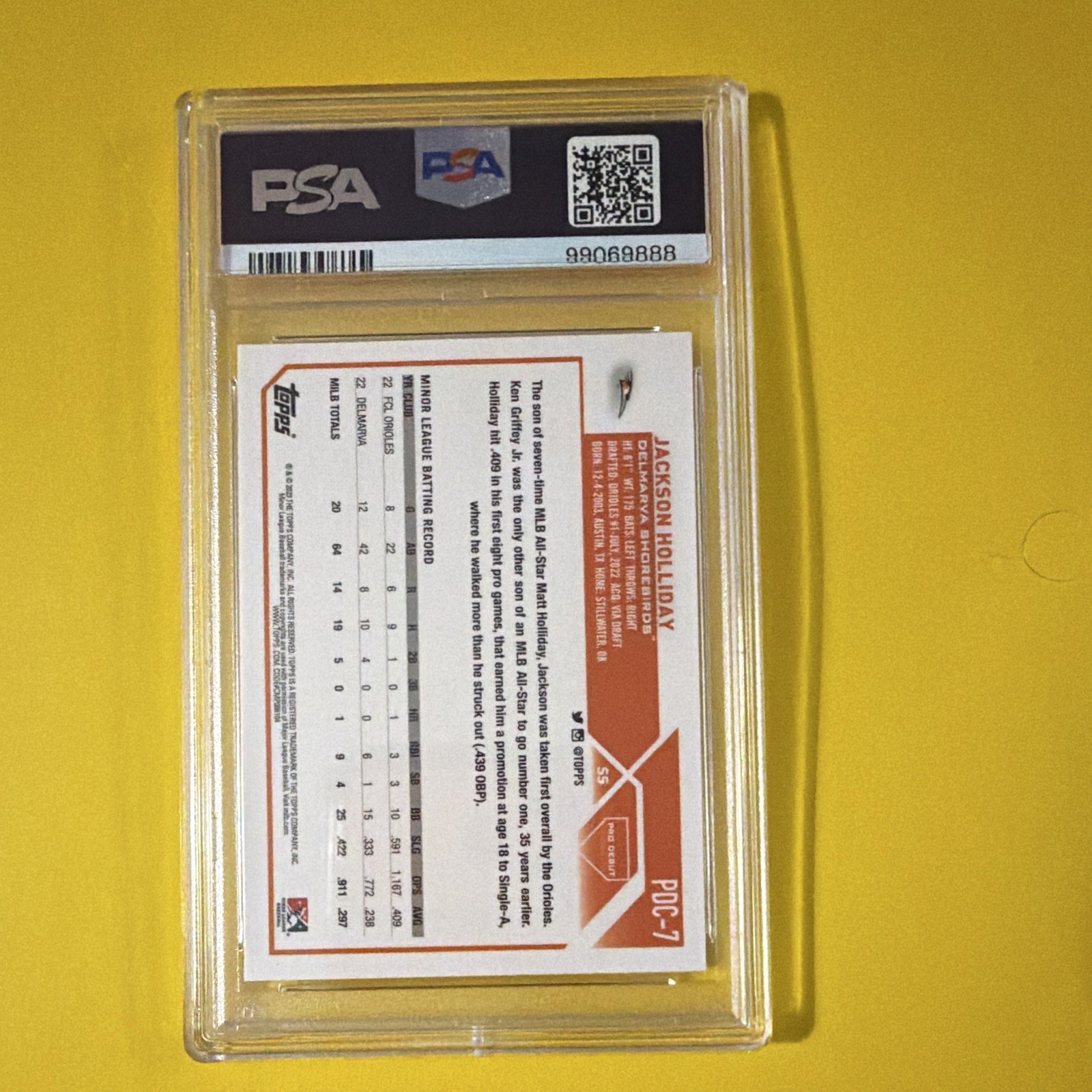 Topps 2023 Pro Debut Chrome Jackson Holliday Rookie PDC-7 PSA 9 #99069888 view 2