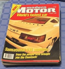 Modern Motor mag Mar 1989, Fairlane Porsche 911 Carrera 4 Jaguar XJS Cizeta V16T