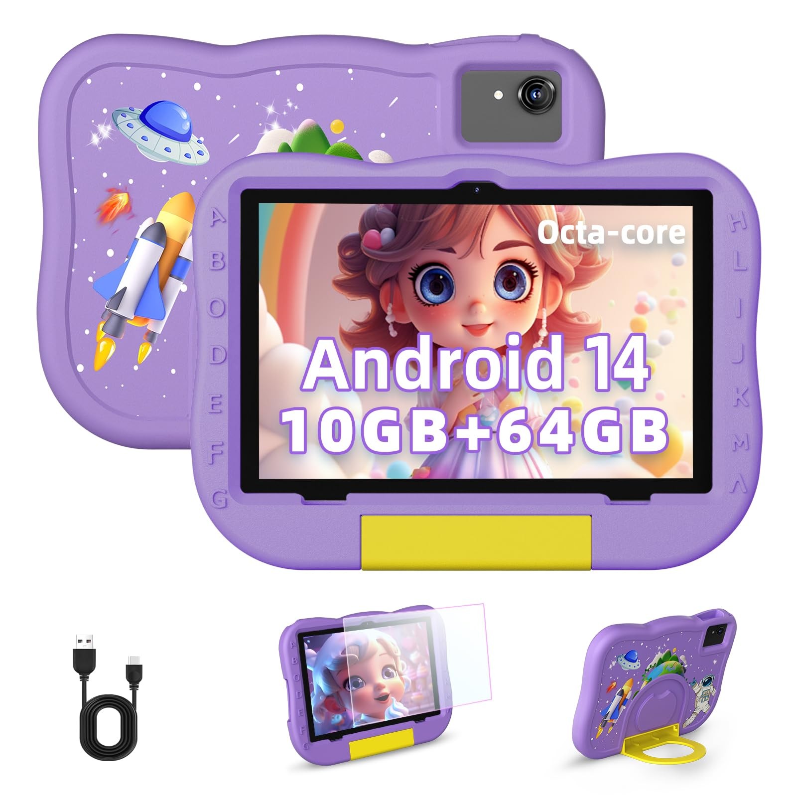 Tablet Infantil Hasskya 10 Pollici Android 14 Viola 10GB RAM 64GB