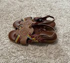 Angel Steps Women's Size 9W Boho Green Red Brown Leather Colorful Flat Sandals — photo 6