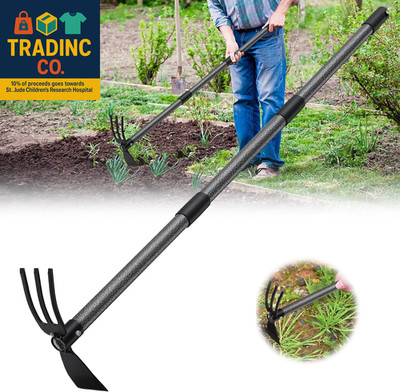 Hoe and Cultivator - 45  Long Handle - Heavy Duty Garden Hoe Tiller, Standing Ho