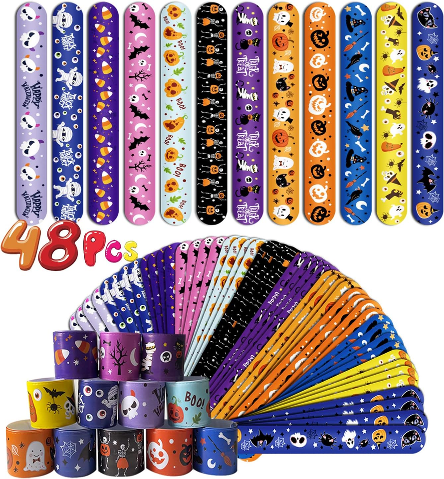 Yumcute 48 Stück Halloween Schnapparmbänder – Bunte Klatscharmbänder Für Kinder, Mitgebsel Für Party & Geburtstag