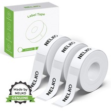 NELKO Genuine P21 Label Maker Tape, 0.55"x1.57" 14mmx40mm -3 Rolls, White