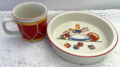 Tiffany & Co. '' TIFFANY TOYS '' Kid's, Bowl, Mug Set Horse Drum Dog Doll MINT!
