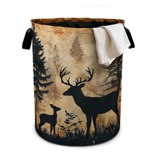 Forest Deer Laundry Basket Laundry Hamper With Handles Collapsible Laundry Ba...