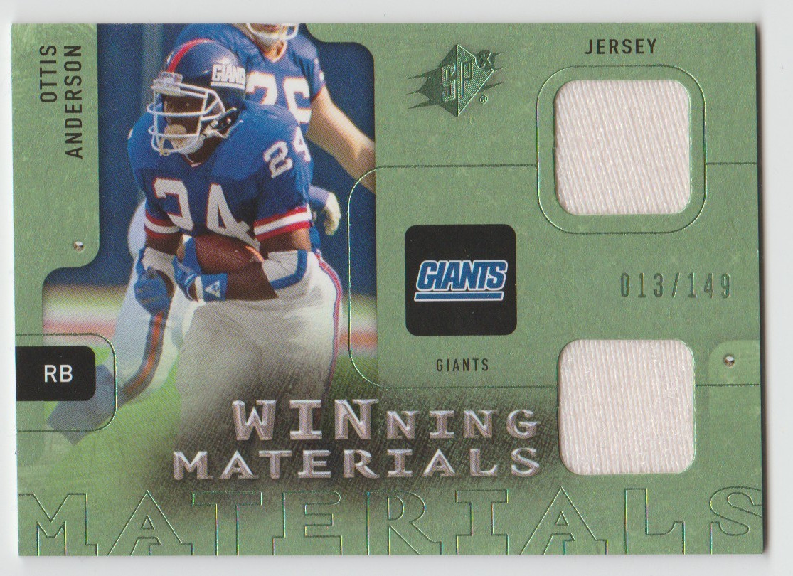 OTTIS ANDERSON Giants 2009 SPx Winning Materials DUAL GAME-USED Jersey Card /149