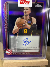 2025-26 Topps Chrome Update Kristaps Porzingis Purple Auto /75 Hawks 71/75