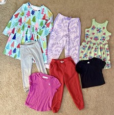 Lot Of 7 Girls 5/6 5 6 Pants Pajamas Sweatpants Dress Shirts 75