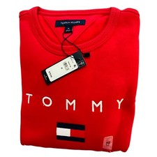 NWT TOMMY HILFIGER AUTHENTIC MEN'S RED EMBROIDERED LONG SLEEVE SWEATSHIRT SIZE M