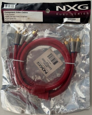 NXG Component Video Cable Gold Plated RCA Shielded 1M NXR-6001 Ruby Series - NEW