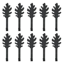 Black Wrought Iron Leaf Shaped Robe Hooks 5" L Wall Mount Pack of 10