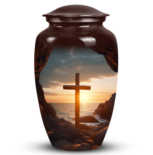 Christ Ocean Background Cremation Urn For Adult Ashes Women & Men - Picture 1 of 9
