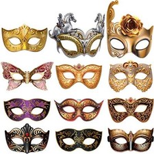 12 Pcs Lace Eyemask Masquerade Party Ball Cosplay Eye Mask Decor for Women