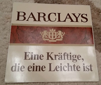 Großer Aufkleber Zigaretten Werbung BARCLAYS aus 80er Jahre TOP