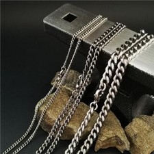 Pure Titanium Anti-allergy Necklace 2.2mm 3.5mm 5.5mm Curb Chain 22'' 24'' 26''