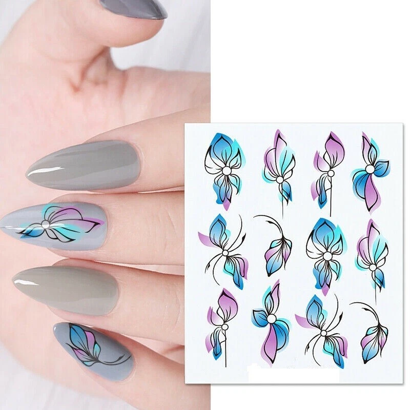 NAIL WATER DECALS EASTER Nail Art Wasseraufkleber Aufkleber Transfers Frühling Sommer Blumen Blumenfarn (x88)