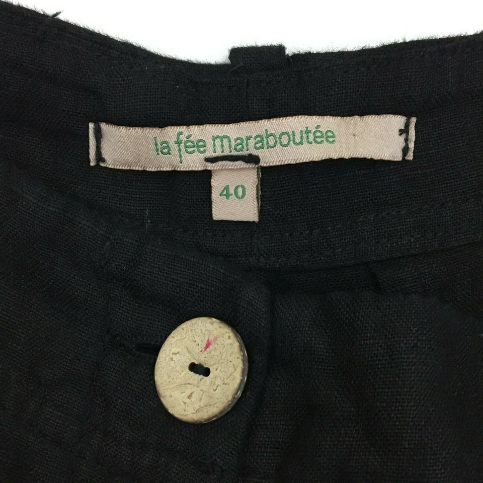 Pantalón de vestir LA FEE MARABOUTEE Francia para mujer talla 40 (UE) negro 100 % lino italiano Foto 2 de 4
