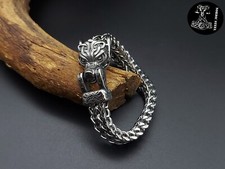 Armband Wolfsköpfe Wolf Panzerkette Edelstahl Hochwertig Armband Hochwertig NEU