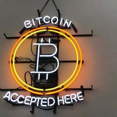 Bitcoin Accepted Here Neon Light Sign 24''x20'' Lamp Bar Pub Cave Wall Decor